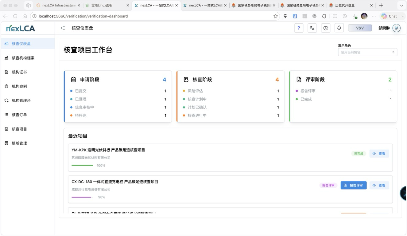 碳足迹核查项目工作台